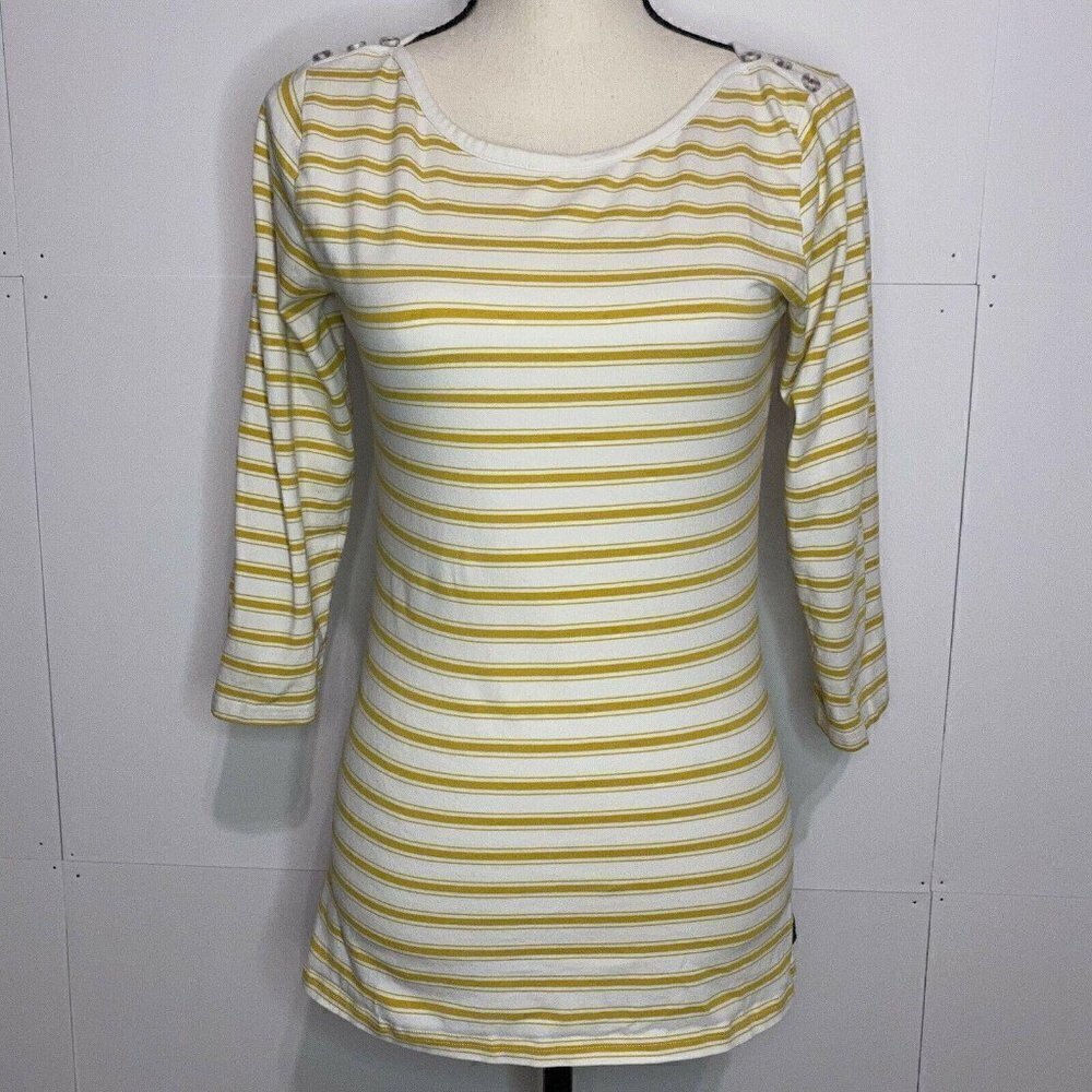Matilda Jane Sz. Medium Knit Striped Shirt Top Button Shoulder